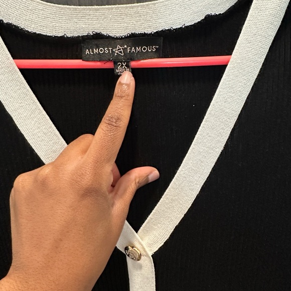 Almost Famous Black Sweater Dress with White Trim - Picture 2 of 4